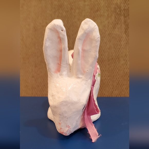 4.5 inch x 3.5 inch Paper Mache Rabbit Home Decor Cottage Core Rustic Farmhouse - Picture 4 of 13